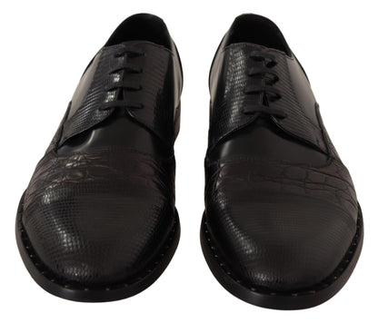 Chaussures habillées en cuir noir et peaux exotiques Dolce &amp; Gabbana