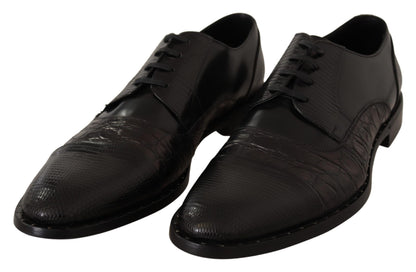 Chaussures habillées en cuir noir et peaux exotiques Dolce &amp; Gabbana