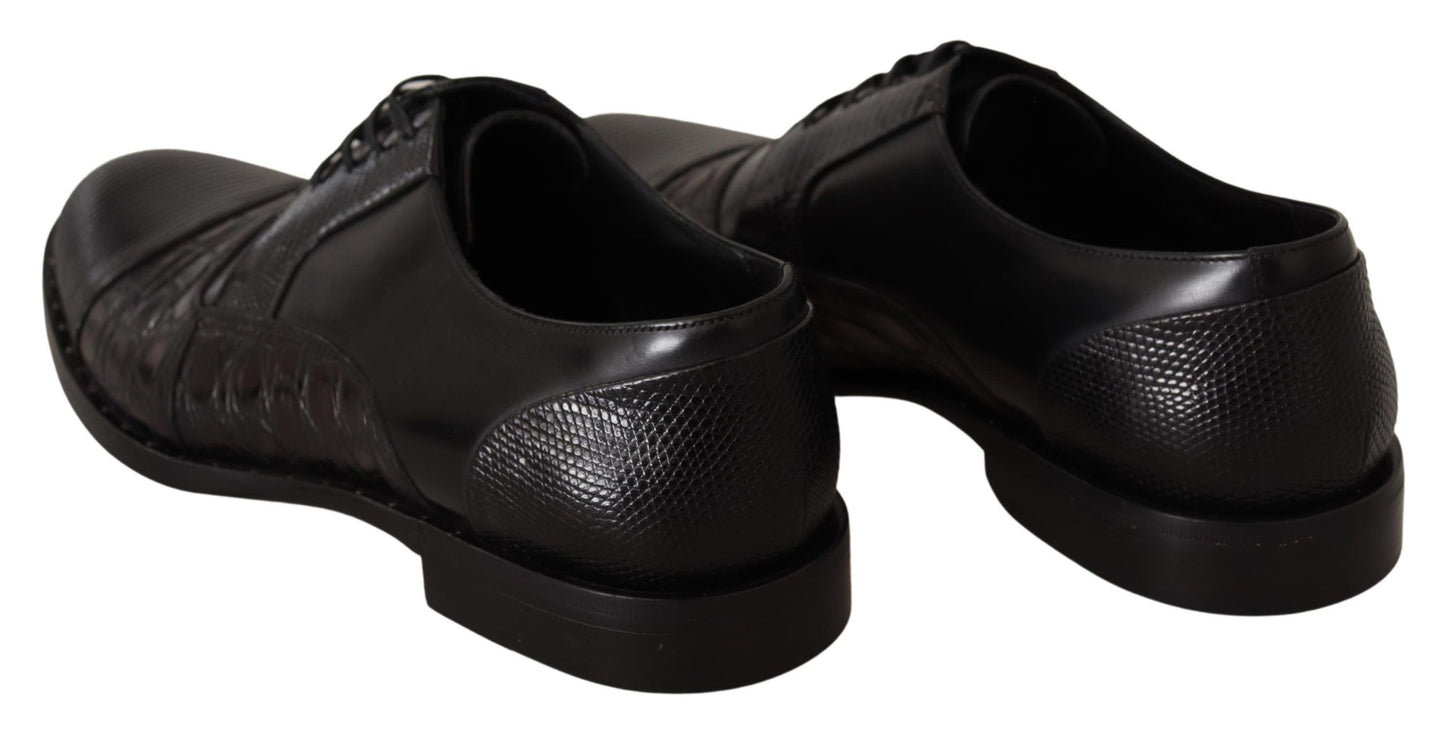 Chaussures habillées en cuir noir et peaux exotiques Dolce &amp; Gabbana