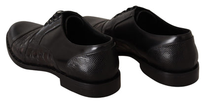 Chaussures habillées en cuir noir et peaux exotiques Dolce &amp; Gabbana