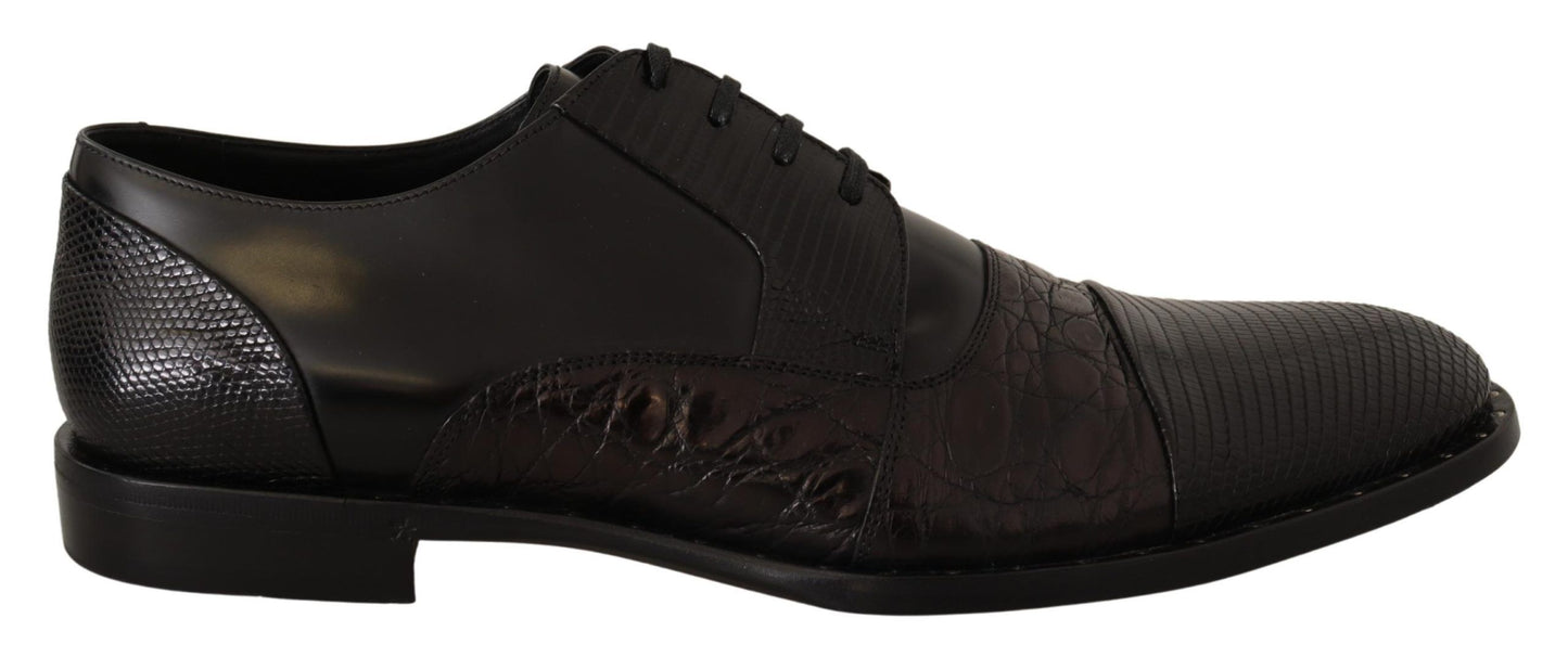 Chaussures habillées en cuir noir et peaux exotiques Dolce &amp; Gabbana