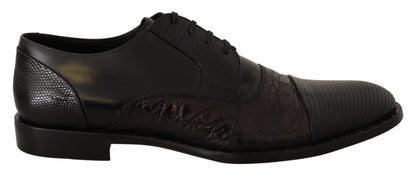 Chaussures habillées en cuir noir et peaux exotiques Dolce &amp; Gabbana