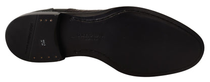 Chaussures habillées en cuir noir et peaux exotiques Dolce &amp; Gabbana