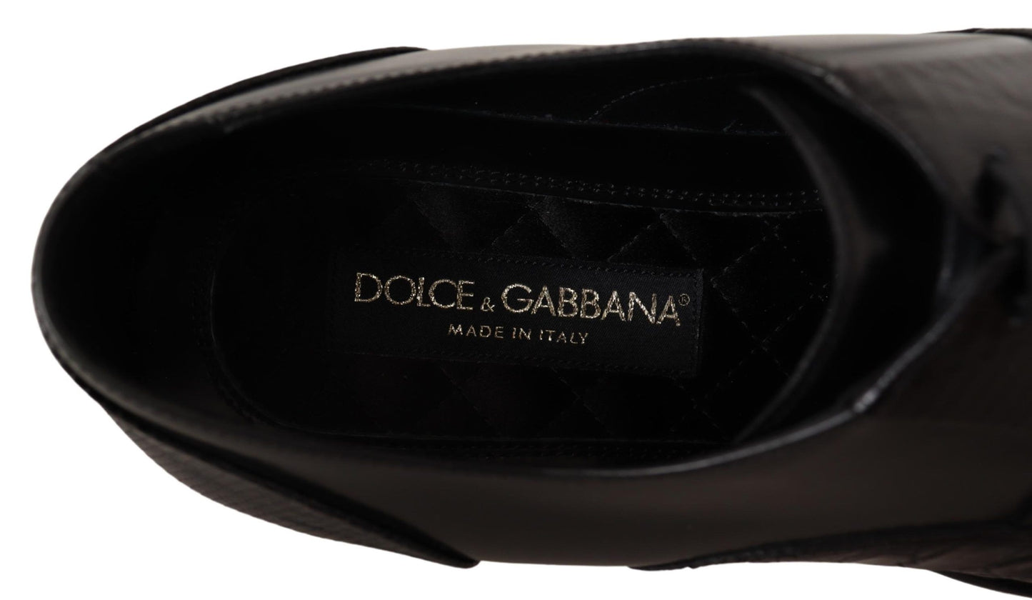 Chaussures habillées en cuir noir et peaux exotiques Dolce &amp; Gabbana