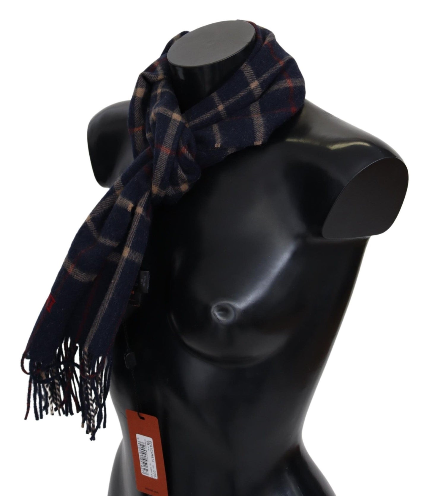 Écharpe unisexe noire à carreaux et franges Missoni
