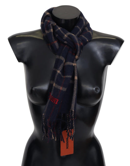 Écharpe unisexe noire à carreaux et franges Missoni