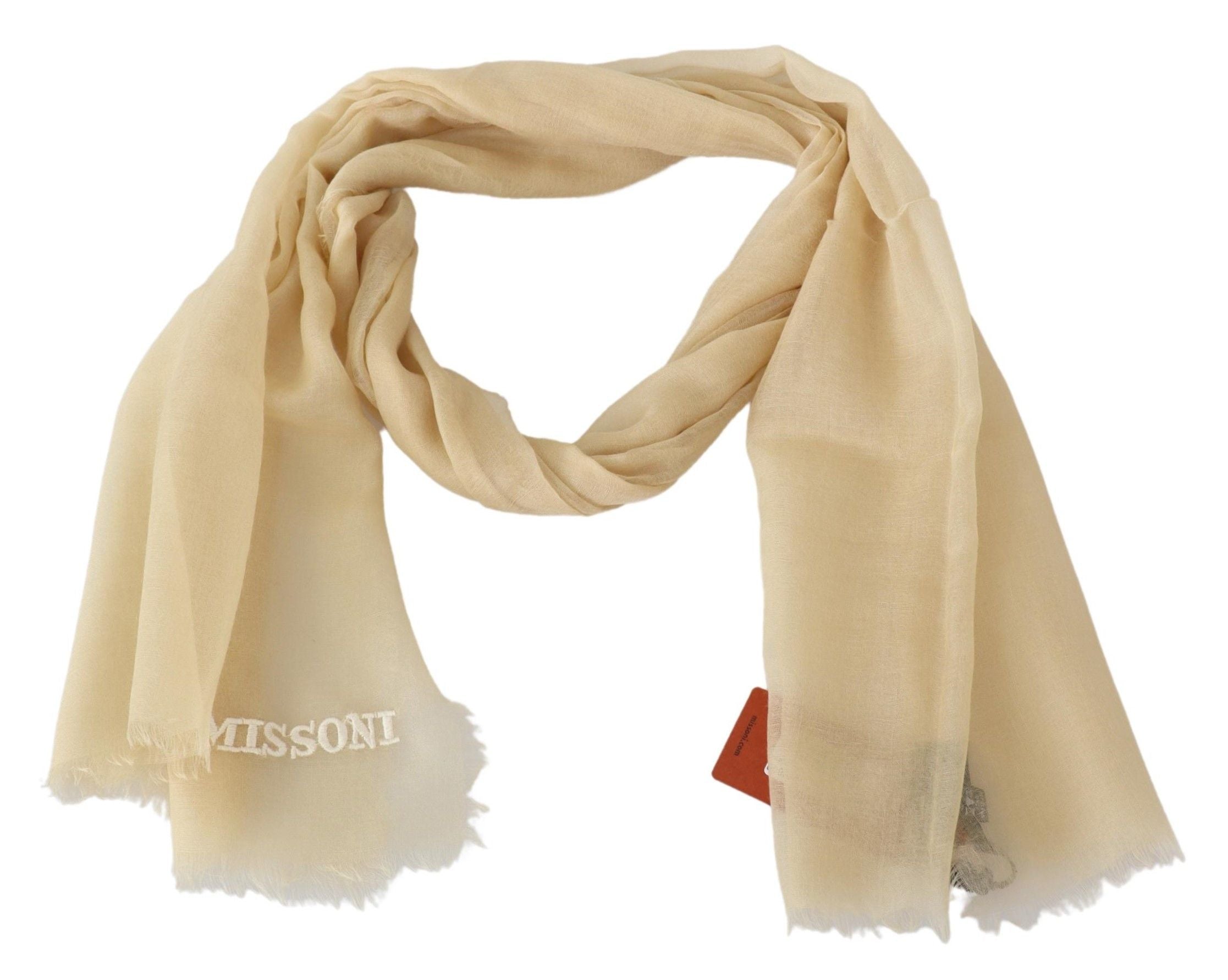 Écharpe unisexe en cachemire beige Missoni