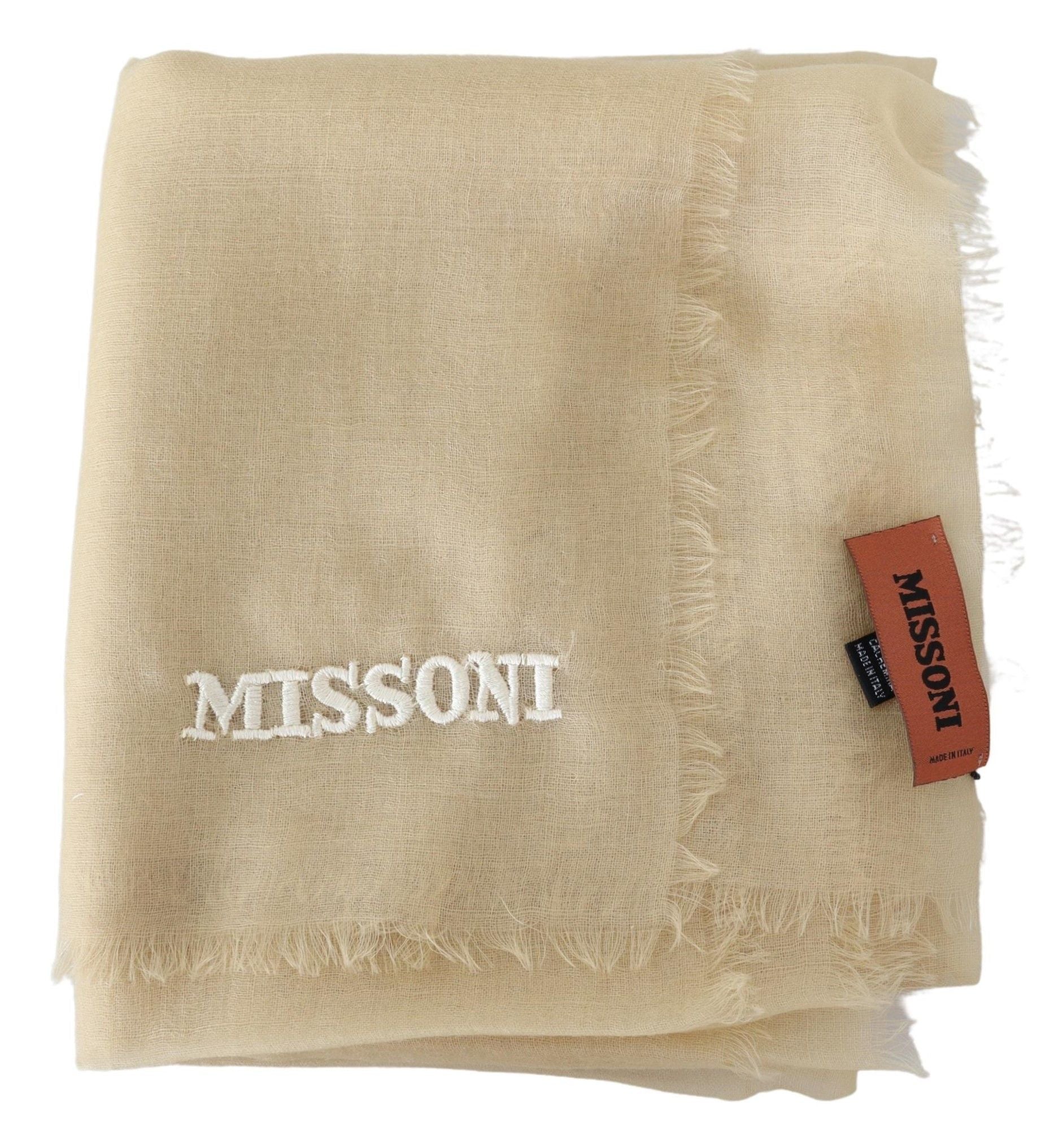 Écharpe unisexe en cachemire beige Missoni