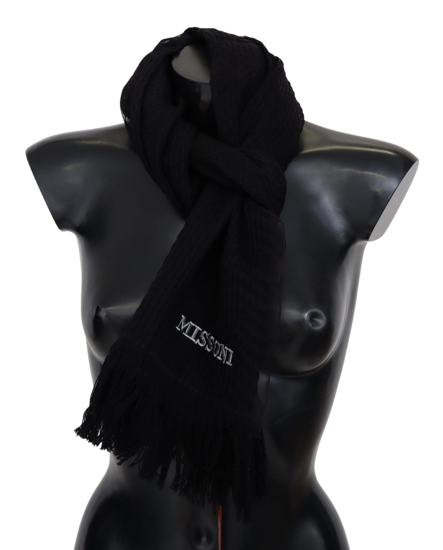 Écharpe cache-cou unisexe en laine noire Missoni