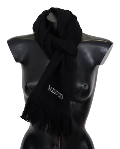 Écharpe cache-cou unisexe en laine noire Missoni