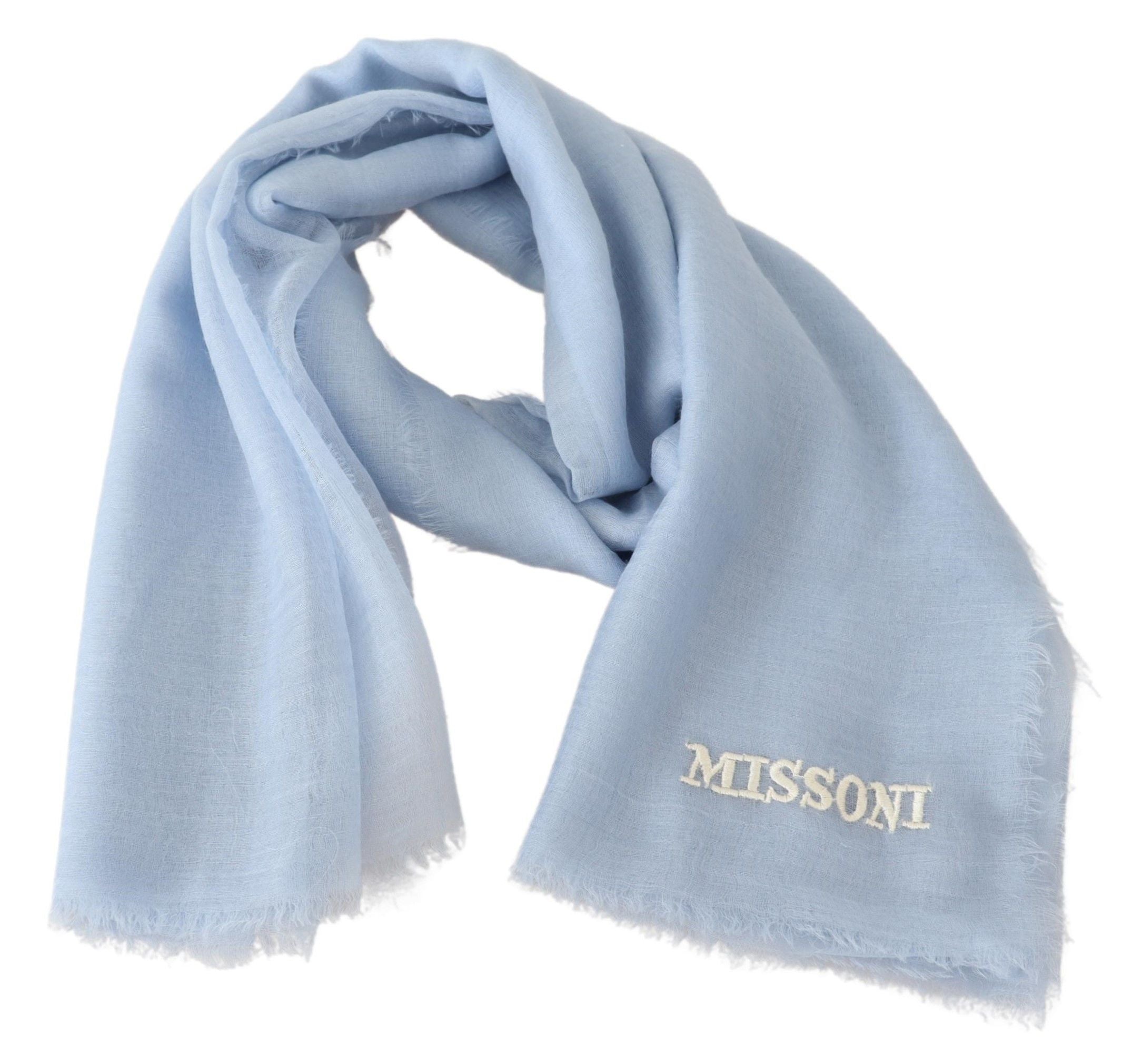 Écharpe unisexe en cachemire bleu clair Missoni
