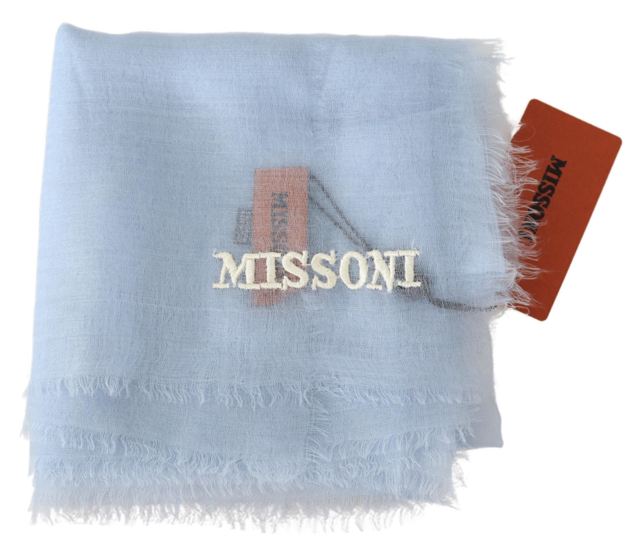 Écharpe unisexe en cachemire bleu clair Missoni
