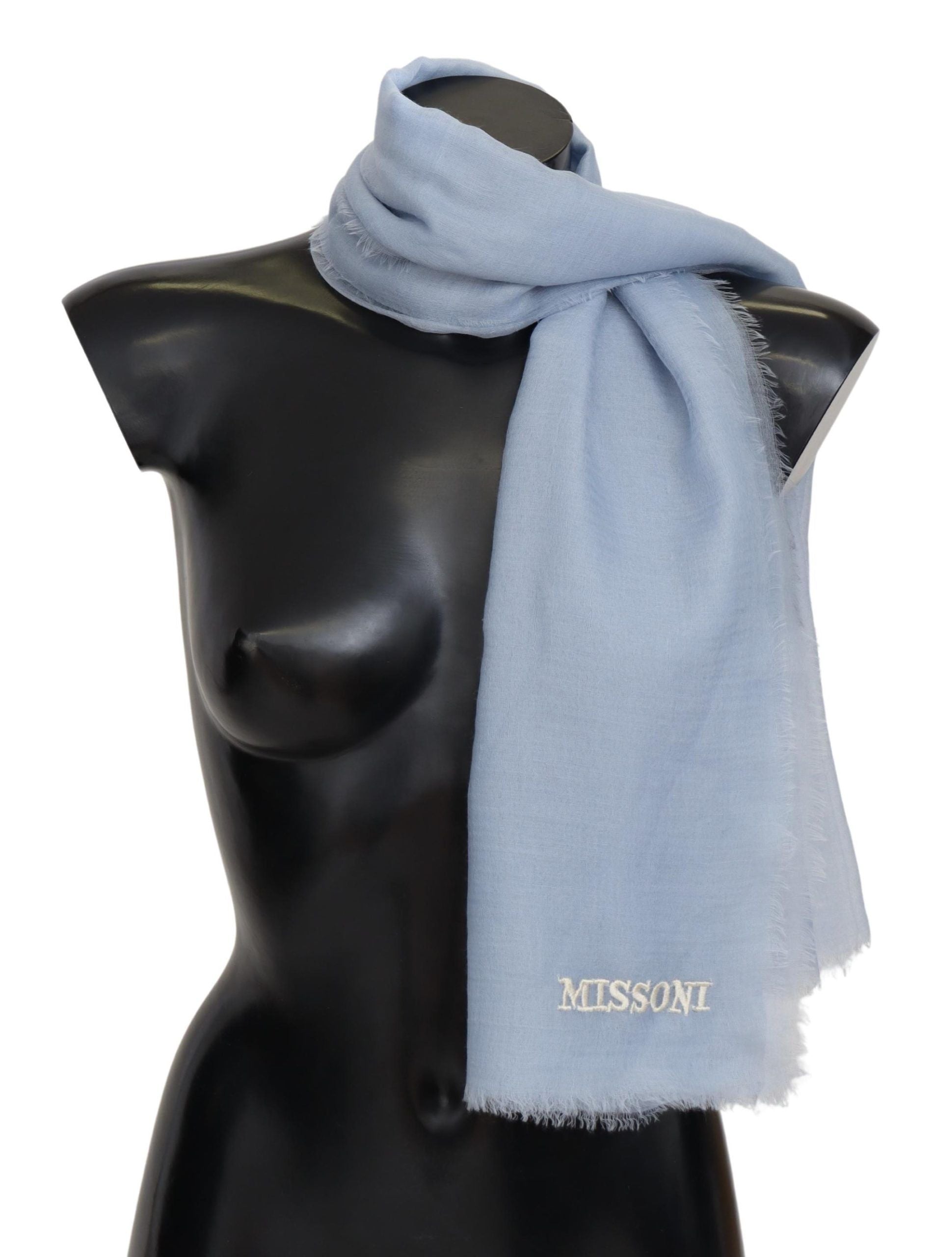 Écharpe unisexe en cachemire bleu clair Missoni