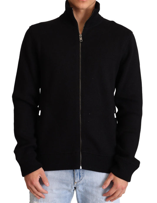 Pull zippé en cachemire noir Dolce &amp; Gabbana pour homme