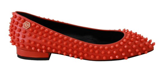 Philipp Plein Orange Leder Ballerina WHAT I DO Flats Schuhe