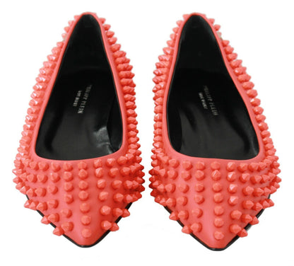 Philipp Plein Orange Leder Ballerina WHAT I DO Flats Schuhe
