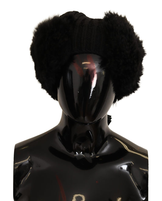 Bonnet en fourrure de cachemire noir Dolce &amp; Gabbana pour femme