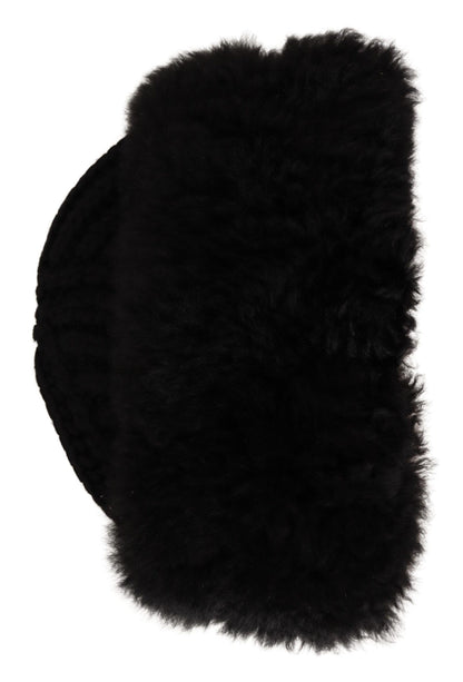 Bonnet en fourrure de cachemire noir Dolce &amp; Gabbana pour femme