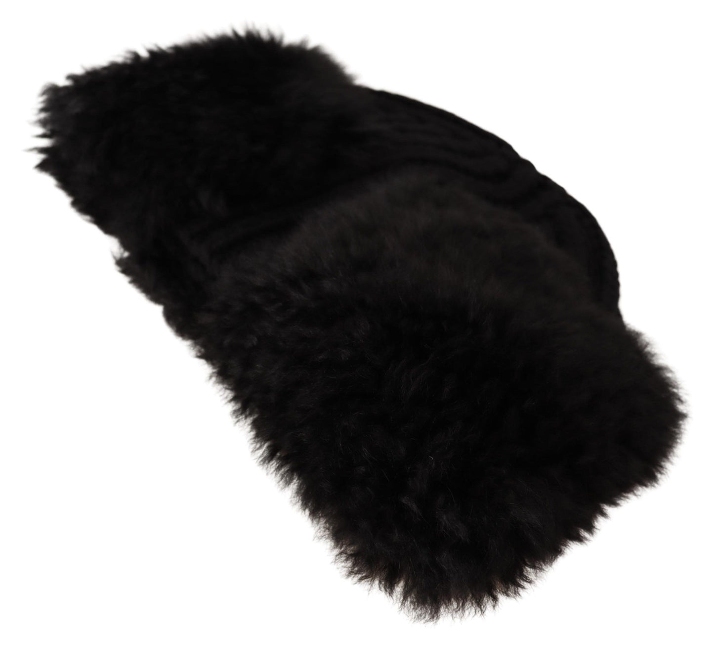 Bonnet en fourrure de cachemire noir Dolce &amp; Gabbana pour femme