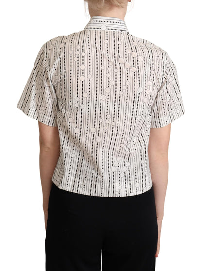 Chemise boutonnée à col et pois blancs Dolce &amp; Gabbana
