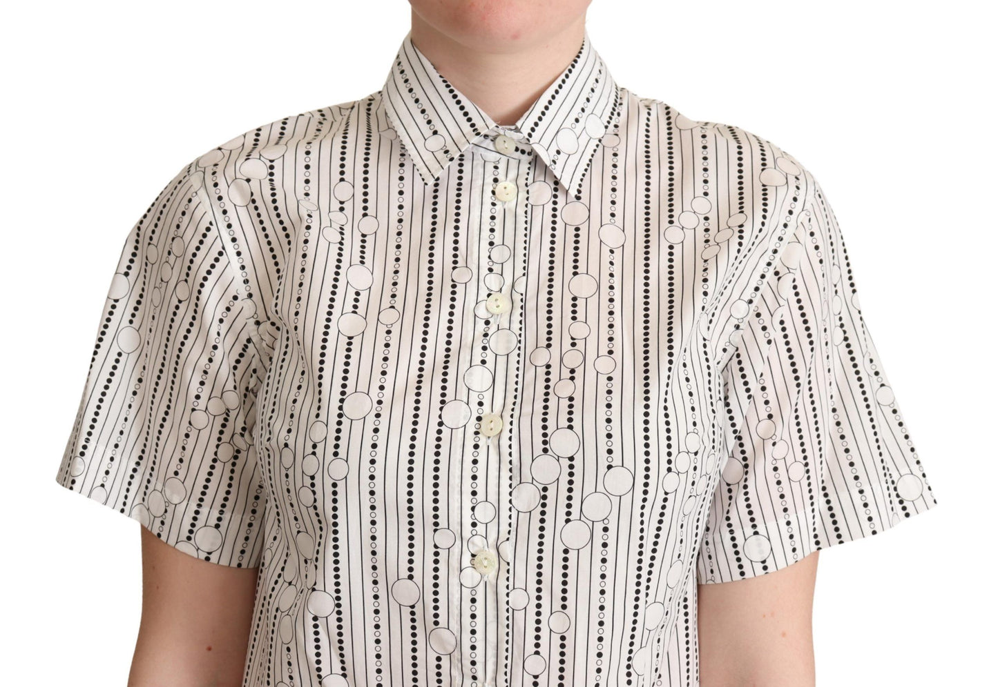 Chemise boutonnée à col et pois blancs Dolce &amp; Gabbana