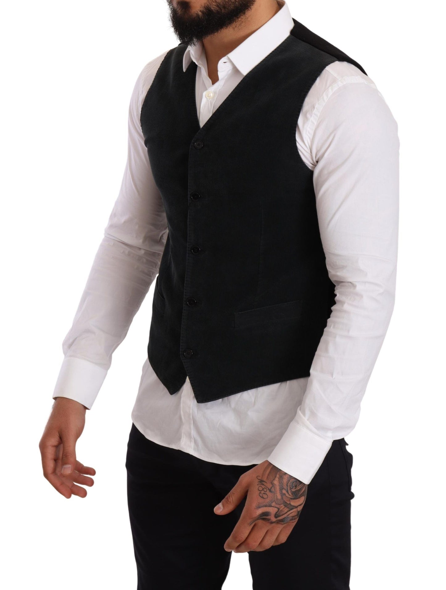 Gilet simple boutonnage en coton noir Dolce &amp; Gabbana