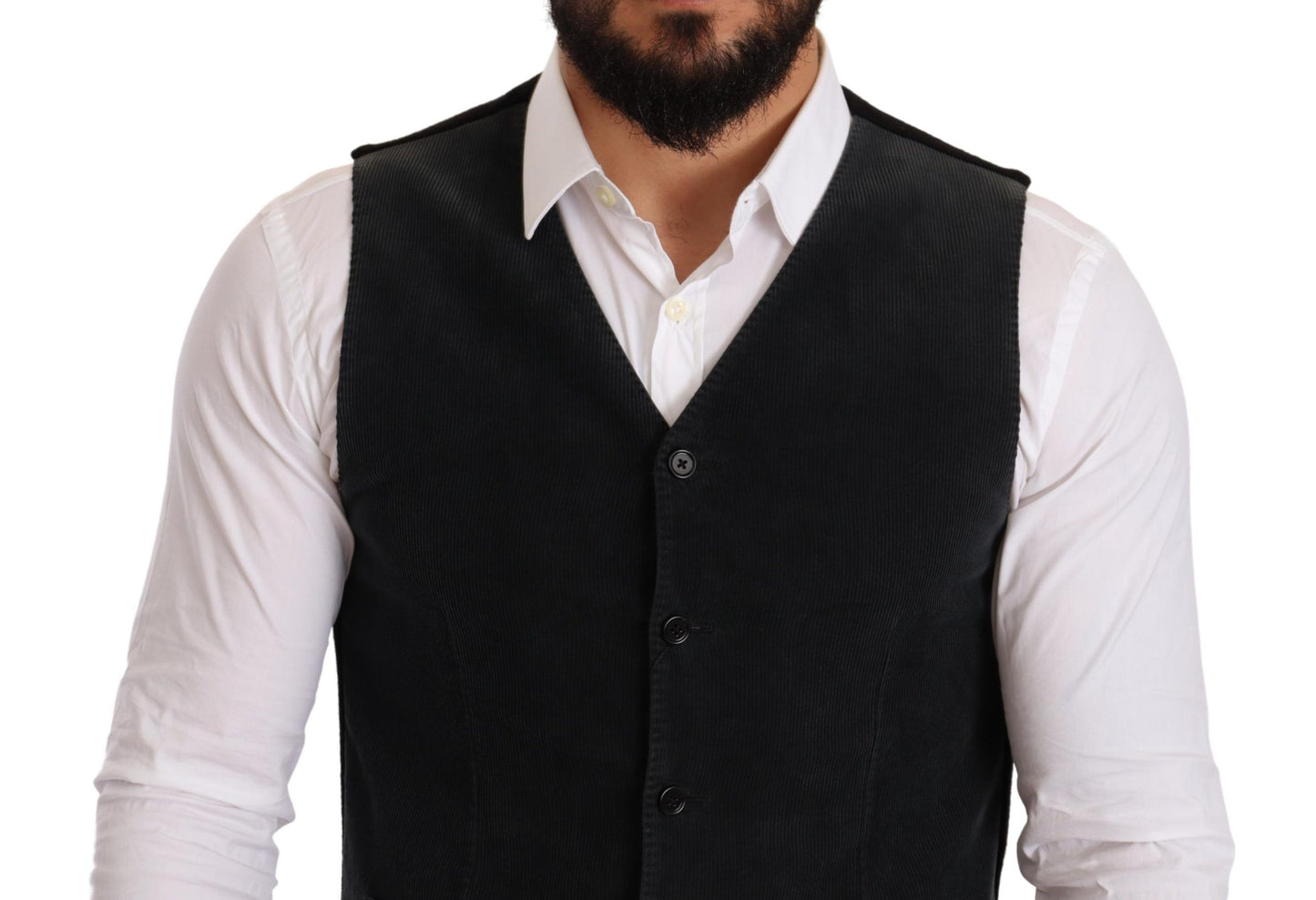 Gilet simple boutonnage en coton noir Dolce &amp; Gabbana