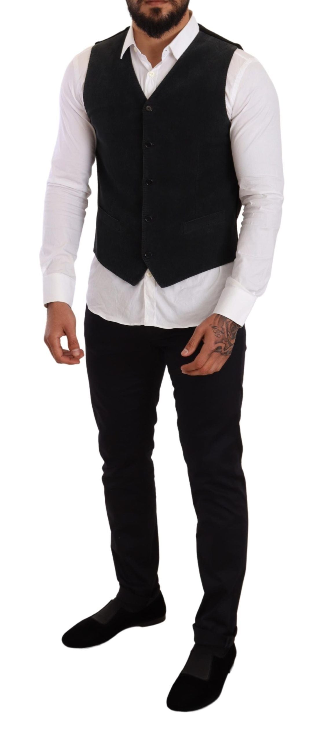 Gilet simple boutonnage en coton noir Dolce &amp; Gabbana