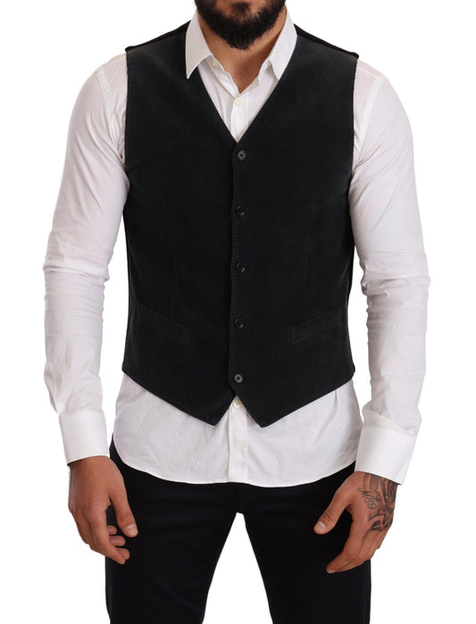 Gilet simple boutonnage en coton noir Dolce &amp; Gabbana