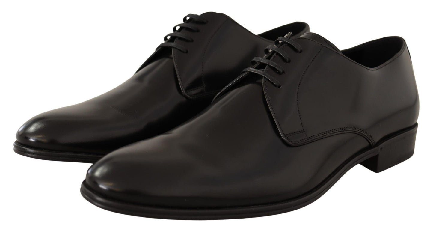 Chaussures Derby à lacets en cuir noir Dolce &amp; Gabbana pour homme