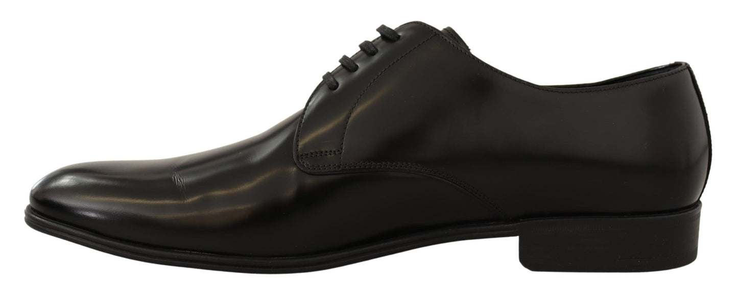 Chaussures Derby à lacets en cuir noir Dolce &amp; Gabbana pour homme