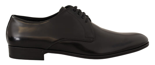 Chaussures Derby à lacets en cuir noir Dolce &amp; Gabbana pour homme