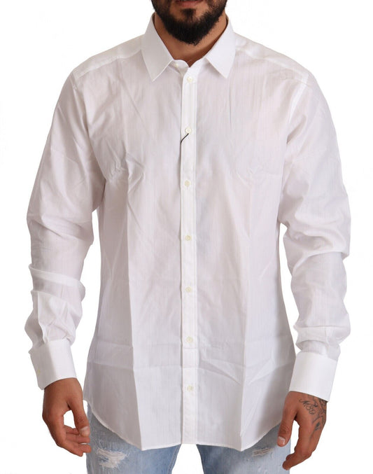 Chemise Martini blanche en coton slim Dolce &amp; Gabbana pour homme