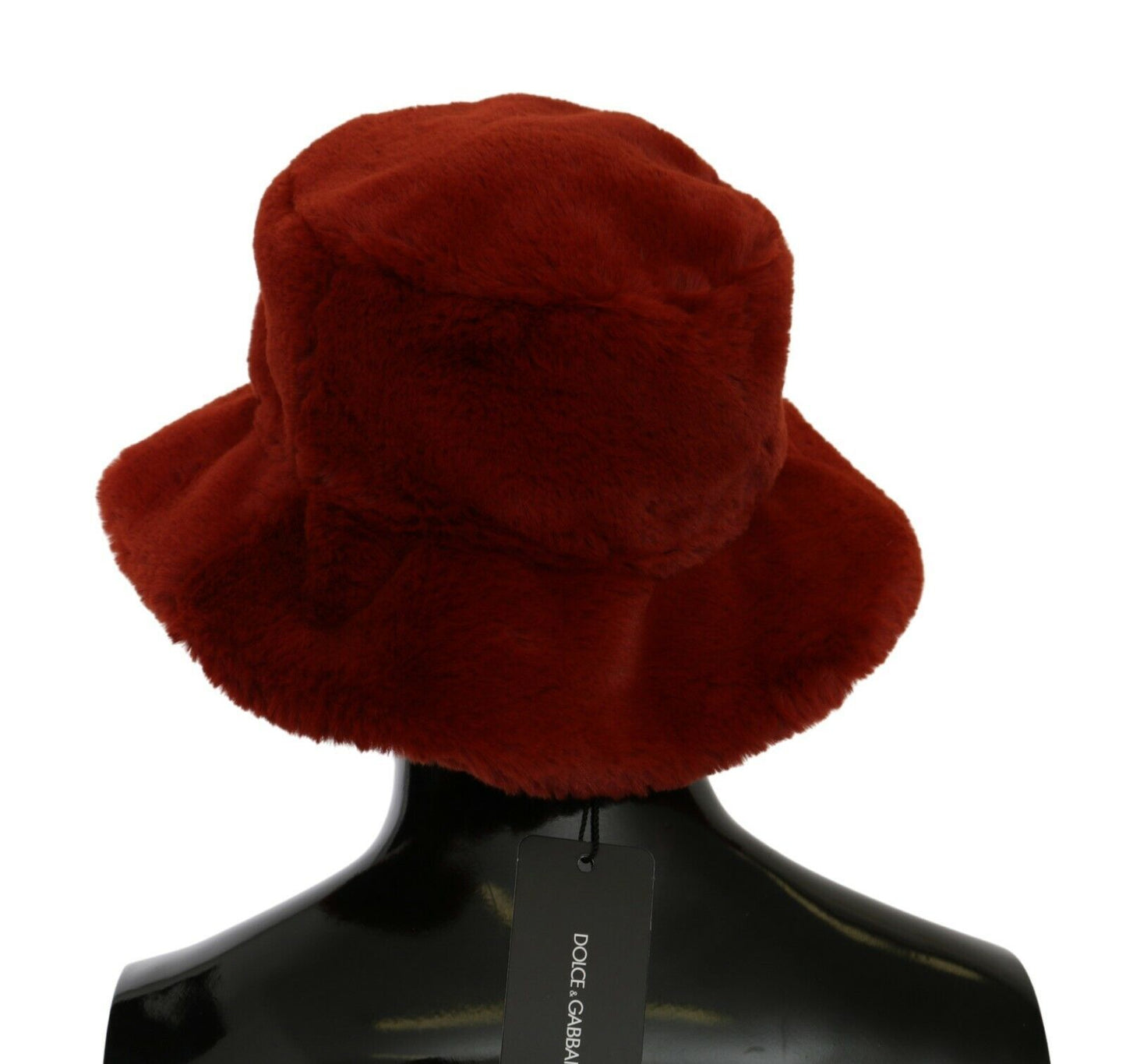 Chapeau seau à large bord en fourrure rouge bordeaux Dolce &amp; Gabbana