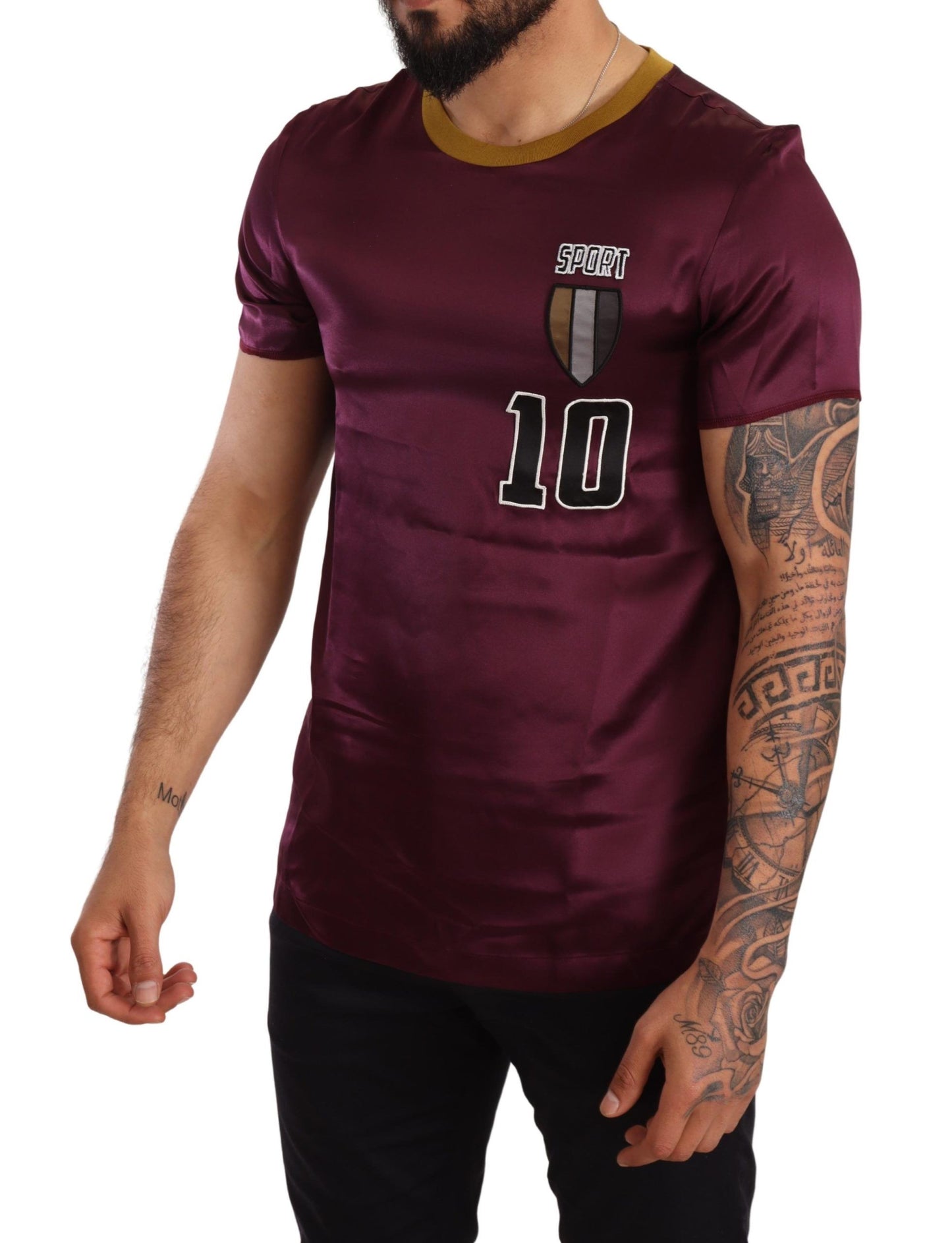 T-shirt ras du cou violet Dolce &amp; Gabbana Sport 10 brodé