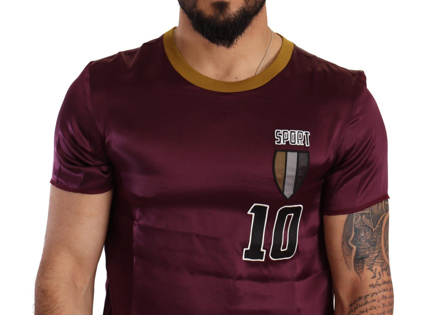 T-shirt ras du cou violet Dolce &amp; Gabbana Sport 10 brodé