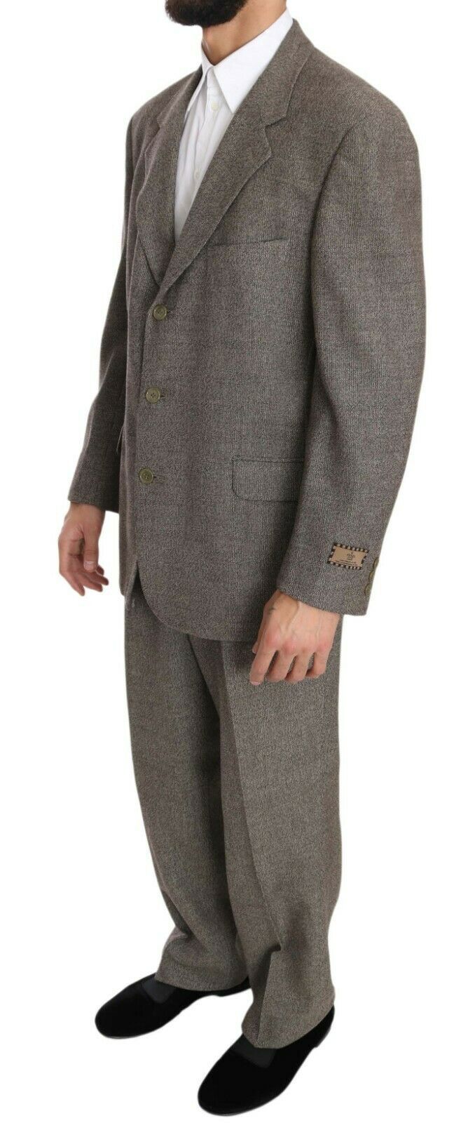 Costume droit en laine marron Fendi