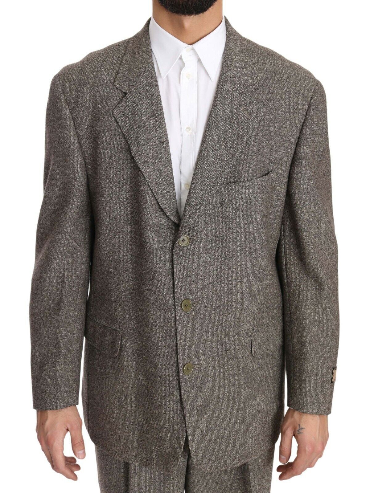 Costume droit en laine marron Fendi