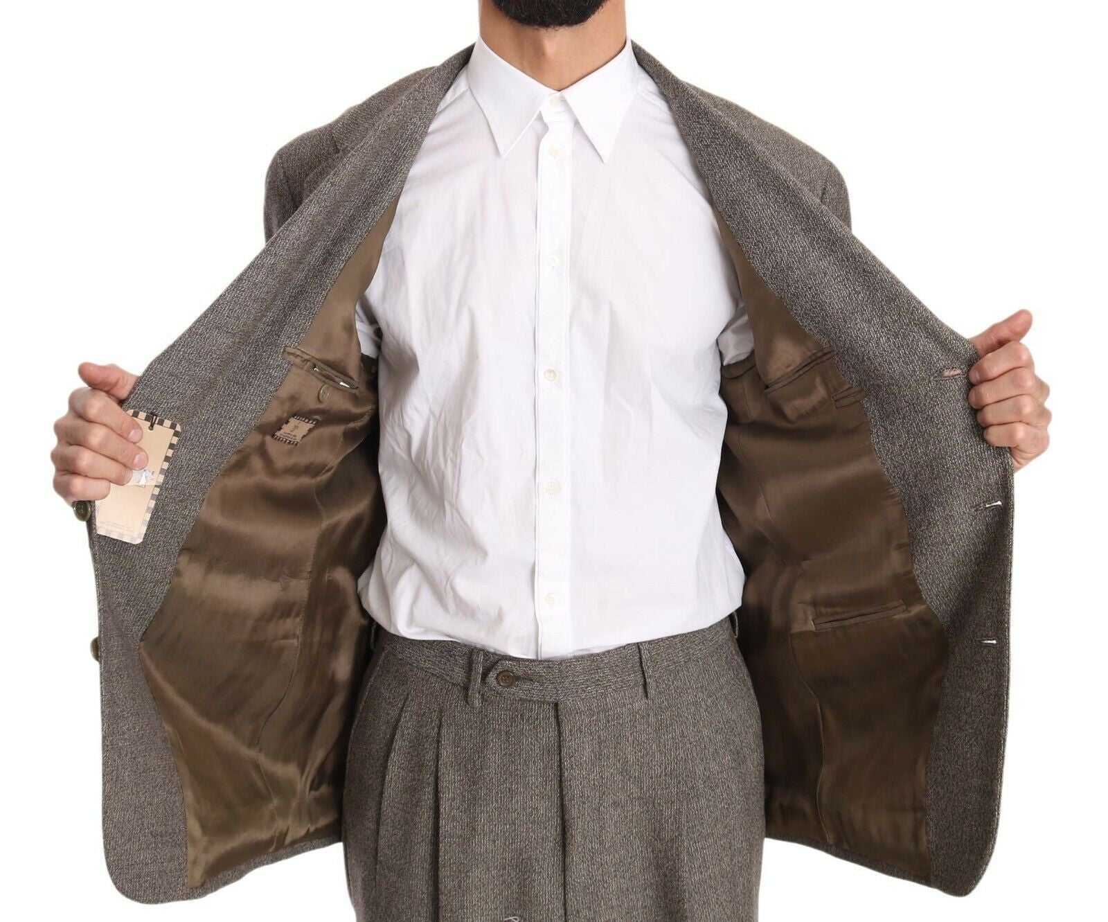 Costume droit en laine marron Fendi