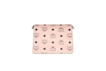 MCM Signature – Mini-Umhängetasche aus Leder mit Flap-Lock-Verschluss und Diamant-Logo in Zartrosa