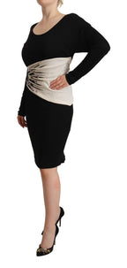 Robe fourreau noire argentée Roberto Cavalli longueur genou