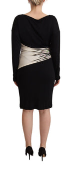 Robe fourreau noire argentée Roberto Cavalli longueur genou
