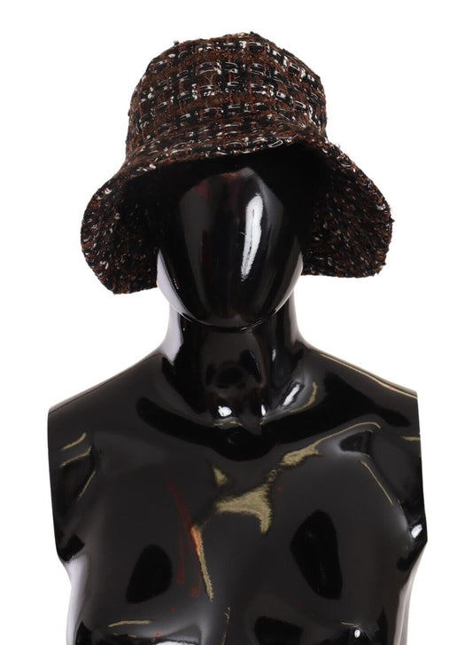 Chapeau seau à large bord en tissu tissé multicolore Dolce &amp; Gabbana