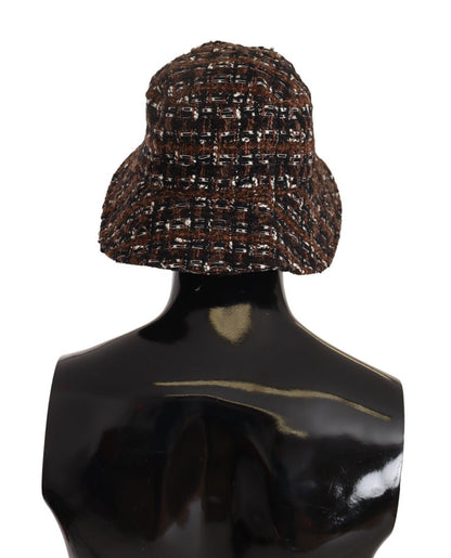 Chapeau seau à large bord en tissu tissé multicolore Dolce &amp; Gabbana