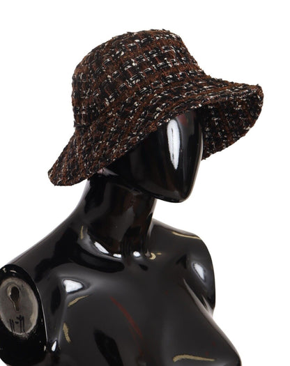 Chapeau seau à large bord en tissu tissé multicolore Dolce &amp; Gabbana