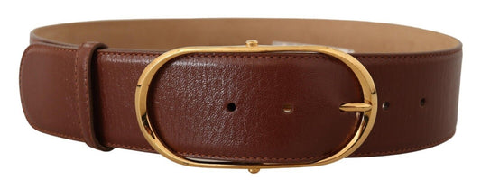 Ceinture Dolce &amp; Gabbana en cuir marron avec boucle ovale en métal doré