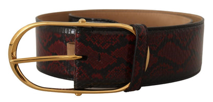 Ceinture Dolce &amp; Gabbana en cuir exotique rouge avec boucle ovale dorée