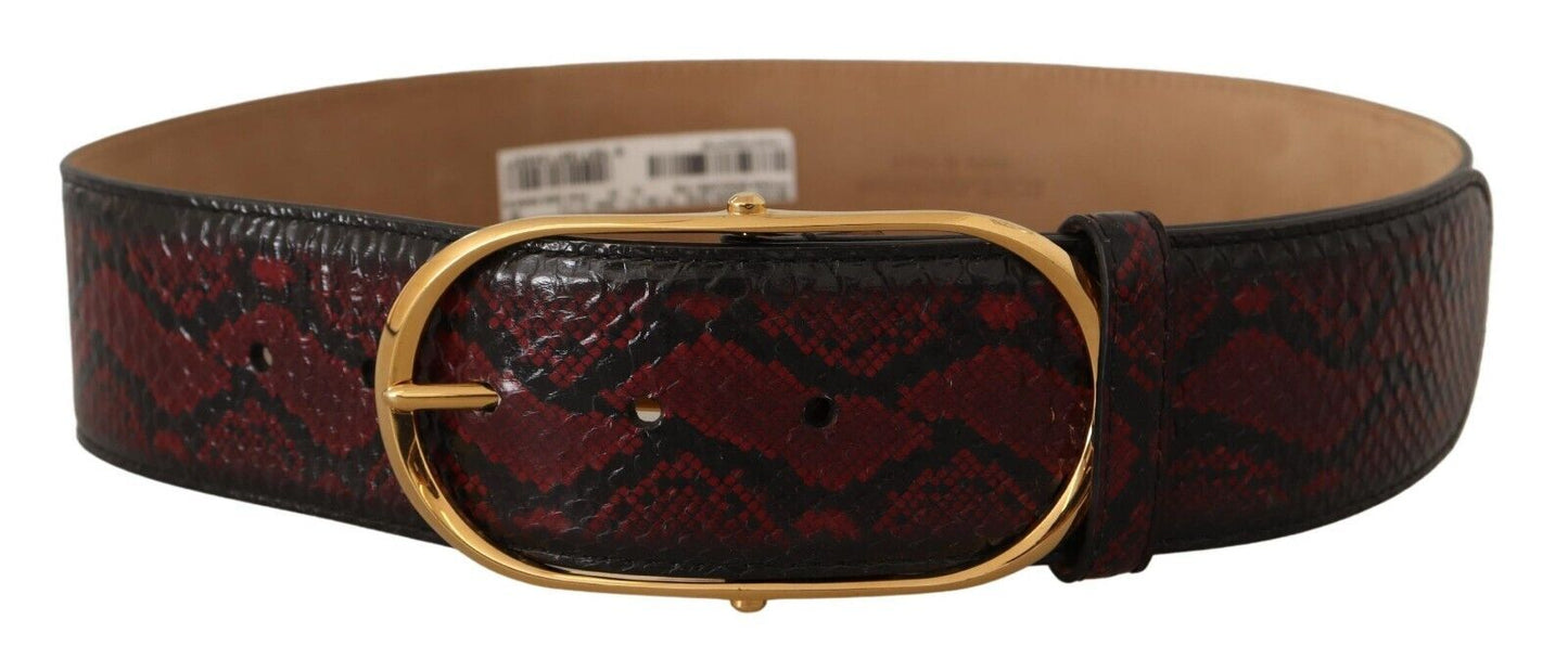 Ceinture Dolce &amp; Gabbana en cuir exotique rouge avec boucle ovale dorée