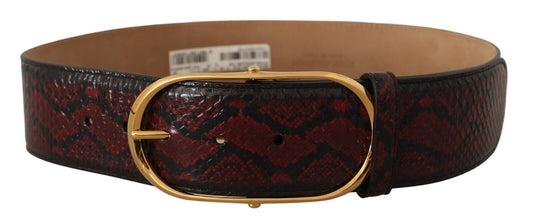 Ceinture Dolce &amp; Gabbana en cuir exotique rouge avec boucle ovale dorée