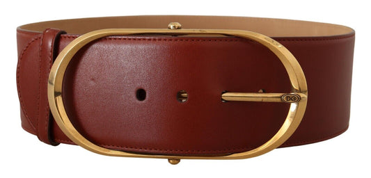 Ceinture Dolce &amp; Gabbana en cuir marron avec boucle ovale en métal doré